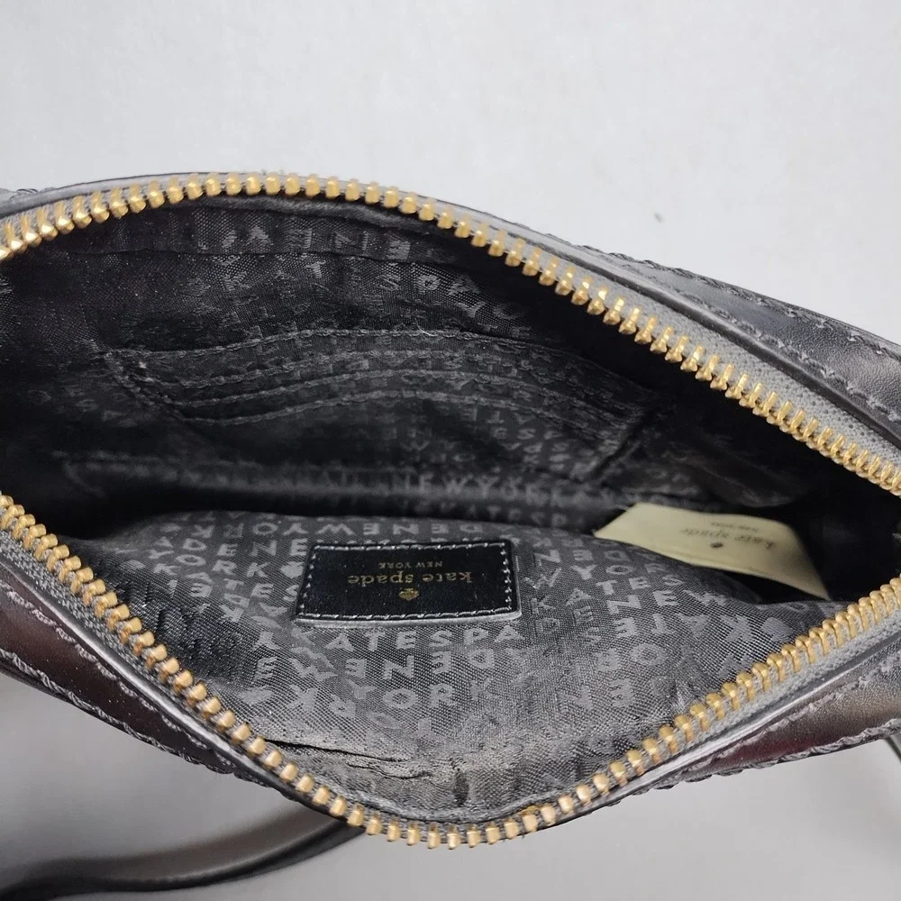 Kate Spade‎ Ivy Street Clover Crossbody Bag Womens Black Silver Adjustable Strap